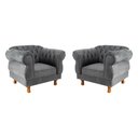 Ver imagem 1 de Duas Poltronas Elisabeth Chesterfield Capitone Suede Cinza Decorativa / Sala, Tv, Estar, Recepção