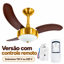 Ver imagem 4 de Ventilador de Teto Infinity Lux 2003 Dourado 3 Pás Tabaco com Controle Remoto