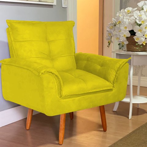 Poltrona Opala Eloisa para amamentação Decorativa Tecido Suede para, quarto,sala de estar, recepção 