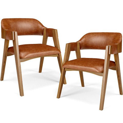 Kit 02 Cadeiras para Sala de Jantar e Estar Living Estofada Suran L02 Couríssimo Camel - Lyam Lyam D