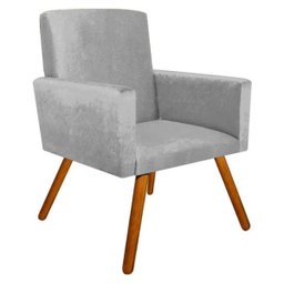 Kit 2 Poltrona Decorativa Nina Suede Cinza com Encosto Alto - D'Rossi - 2