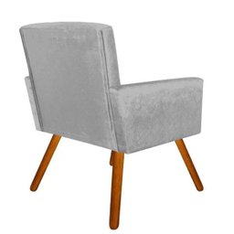 Kit 2 Poltrona Decorativa Nina Suede Cinza com Encosto Alto - D'Rossi - 4
