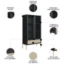 Ver imagem 3 de Cristaleira 2 Portas com Adega 83cm Arlo A10 Nero/dourado - Mpozenato