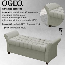 Recamier Calçadeira Bau 140 cm Pes MDF Ogeo Linho SL 76 Peer - 3