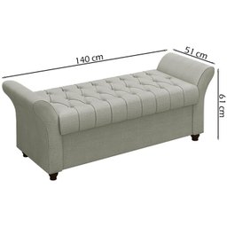 Recamier Calçadeira Bau 140 cm Pes MDF Ogeo Linho SL 76 Peer - 4