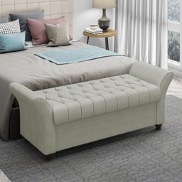 Recamier Calçadeira Bau 140 cm Pes MDF Ogeo Linho SL 76 Peer - 7