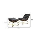 Ver imagem 3 de Kit Poltrona Com Puff Pés Cruzados Dourado Suede Preto