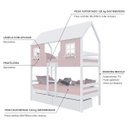 Ver imagem 4 de Beliche Casinha Encantada com 02 Gavetas Madeira Maciça Rosa/ Branco Housin