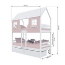 Ver imagem 3 de Beliche Casinha Encantada com 02 Gavetas Madeira Maciça Rosa/ Branco Housin