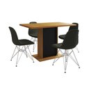 Ver imagem 6 de Mesa Jantar Londres Tampo Canela 120cm Base Preta 4 Cadeiras Ferro Branco Estofado Verde