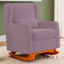 Ver imagem 2 de Poltrona de Amamentação e Descanso Zoe com Base Balanço Veludo Rosê - Desk Design