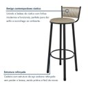 Ver imagem 7 de Kit 2 Banquetas Altas Estofadas Industrial em Aço Suede Bete Bege Rami/Pérola