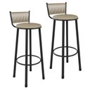 Ver imagem 2 de Kit 2 Banquetas Altas Estofadas Industrial em Aço Suede Bete Bege Rami/Pérola