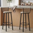Ver imagem 1 de Kit 2 Banquetas Altas Estofadas Industrial em Aço Suede Bete Bege Rami/Pérola