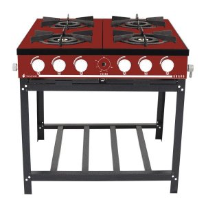 Fogão Profissional 4 Bocas Venâncio Linha Bravo Vermelho Intenso