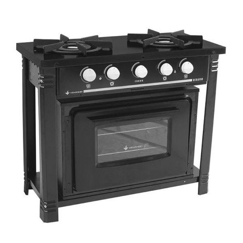 Fogão Profissional 2 Bocas Venâncio Linha Bravo Preto com Forno