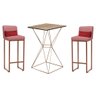 Kit Mesa Bistrô Lucca e 2 Banqueta Lucca Tampo Carvalho Ferro Bronze Suede Rose Gold e Almofada Verm - 1