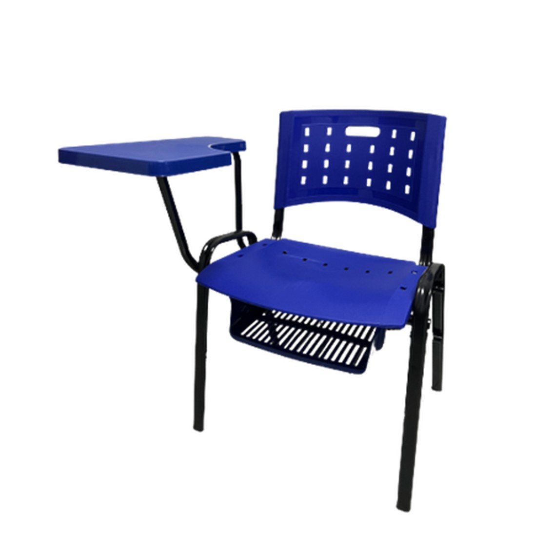 Cadeira Universitária com prancheta - porta livro e assento em polipropileno Azul