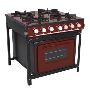 Fogão Profissional 4 Bocas Venâncio Linha Bravo Vermelho Intenso com Forno