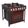 Fogão Profissional 4 Bocas Venâncio Linha Bravo Vermelho Intenso com Forno - 1