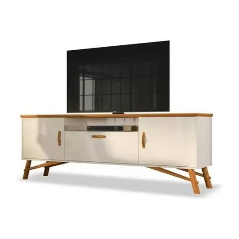 Rack para Tv até 75 Polegadas 3 Portas Felix Edn Móveis:off White/cedro