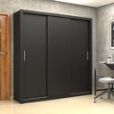 Ver imagem 1 de Guarda-Roupa Casal com 3 Portas de Correr e 4 Gavetas 186cm Multimóveis CR35573 Preto