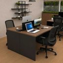 Ver imagem 3 de Kit Estação de Trabalho 2 Lugares + 2 Cadeiras de Escritório Ergonômicas Mesa 120x60cm