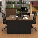 Ver imagem 2 de Kit Estação de Trabalho 2 Lugares + 2 Cadeiras de Escritório Ergonômicas Mesa 120x60cm
