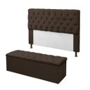 Ver imagem 1 de Kit Cabeceira e Calçadeira Baú Mirage Solteiro 120cm Renascer Decor:Marrom