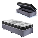Ver imagem 1 de Cama Box Solteiro com Baú 88x188 com Colchão Gransleep Ecoflex Molas Verticoil Suede