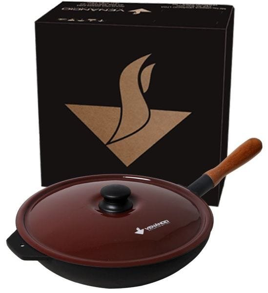Frigideira de Ferro Fundido com Tampa Bordo 28 centímetros - 1