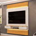 Ver imagem 2 de Painel para Tv 75 Pol com Bancada Suspensa e Led Bit D05 Cedro Quartzo - Lyam Decor