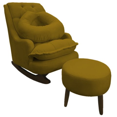 Kit Amamentação com Balanço Suede Mostarda - Dominic Decor Lille
