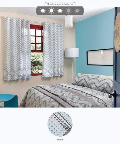 Cortina para Quarto Londres Estampada Lenny Corta Luz 2,00 x 1,80 - Santista - 1