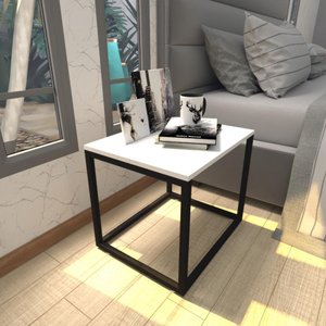 Mesa de Cabeceira Industrial Branca Off White Canto Quarto Cabeceira Mesinha Cabeçeira Cabiceira