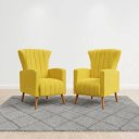 Ver imagem 1 de Kit 2 Poltronas Estofada Melinda Sala Recepção Suede:Amarelo/Liso