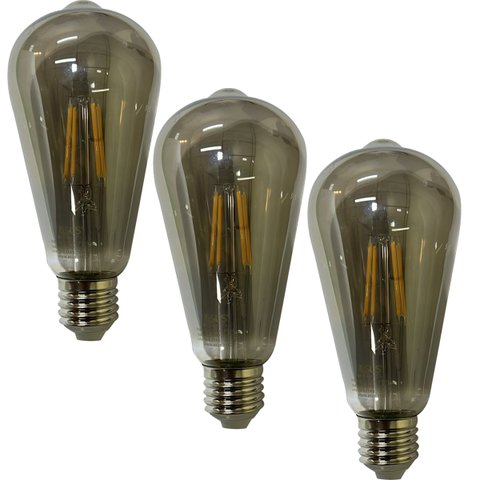 Lampada Led Multi Filamento Fume 30w Vintage Kit 3 Uni Bivolt Iluminaçao Decoraçao Luz Sala Quarto V