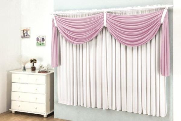Cortina Felicita 2,00 x 1.70m para Varão Simples- Rosa - 1