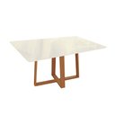 Ver imagem 1 de Mesa de Sala Jantar Elma Madeira Maciça C/tampo Madeirado C/ Vidro 90x160cm Carvalho/off White/