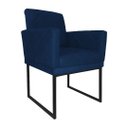 Ver imagem 1 de Poltrona Decorativa Klara Suede Azul Marinho Base Metálica Preta - Vallisa Decor