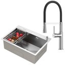 Ver imagem 1 de Kit Cuba Gourmet Quebec 62cm Aço Inox 304 e Torneira Gourmet Bélgica Monocomando Goldenx