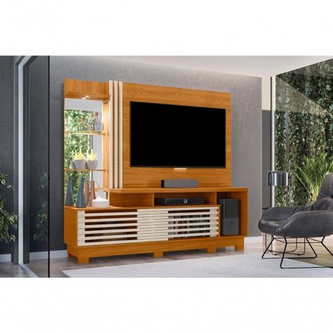 Home Theater Frizz Plus para TV até 60" 200cm MDP com LED Off White Madetec Móveis