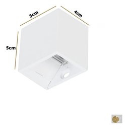 Arandela Mini Led 2w Branco Quente Cubo Bivolt - Branco - 110v/220v - 6
