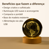 Mini Luminária Led Globo de Vidro 3d Abajur Quarto Infantil com Cabo Usb:mundo - 2