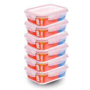 Kit com 6 Potes de Vidro Hermético 1,5l Retangular Invicta