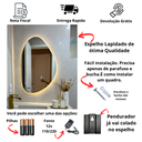 Ver imagem 5 de Espelho Orgânico Lapidado com Led 57x37cm Led À Pilha ou Fonte:branco Quente Fonte