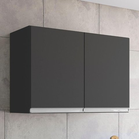 Armário de Cozinha Aéreo 80cm com 2 Portas Andréia Cinza - AJL Móveis