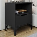 Ver imagem 1 de Mesa de Cabeceira Vegas 1 Gaveta com Nicho Base de Aço Design Moderno - Preto/pé Preto