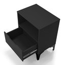 Ver imagem 2 de Mesa de Cabeceira Vegas 1 Gaveta com Nicho Base de Aço Design Moderno - Preto/pé Preto