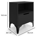 Ver imagem 4 de Mesa de Cabeceira Vegas 1 Gaveta com Nicho Base de Aço Design Moderno - Preto/pé Preto